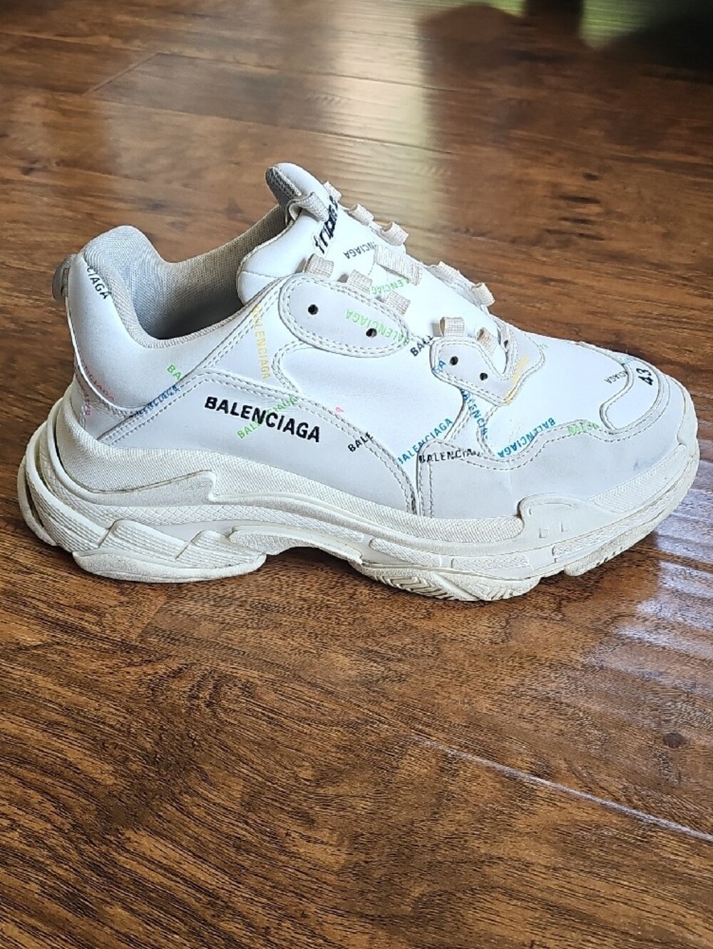 Balenciaga Triple S Sneaker 'Allover Logo - White Multi - Size 43 10US - Picture 4 of 12